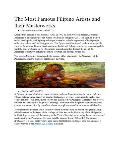 The Most Famous Filipino Artists and their Masterworks .
